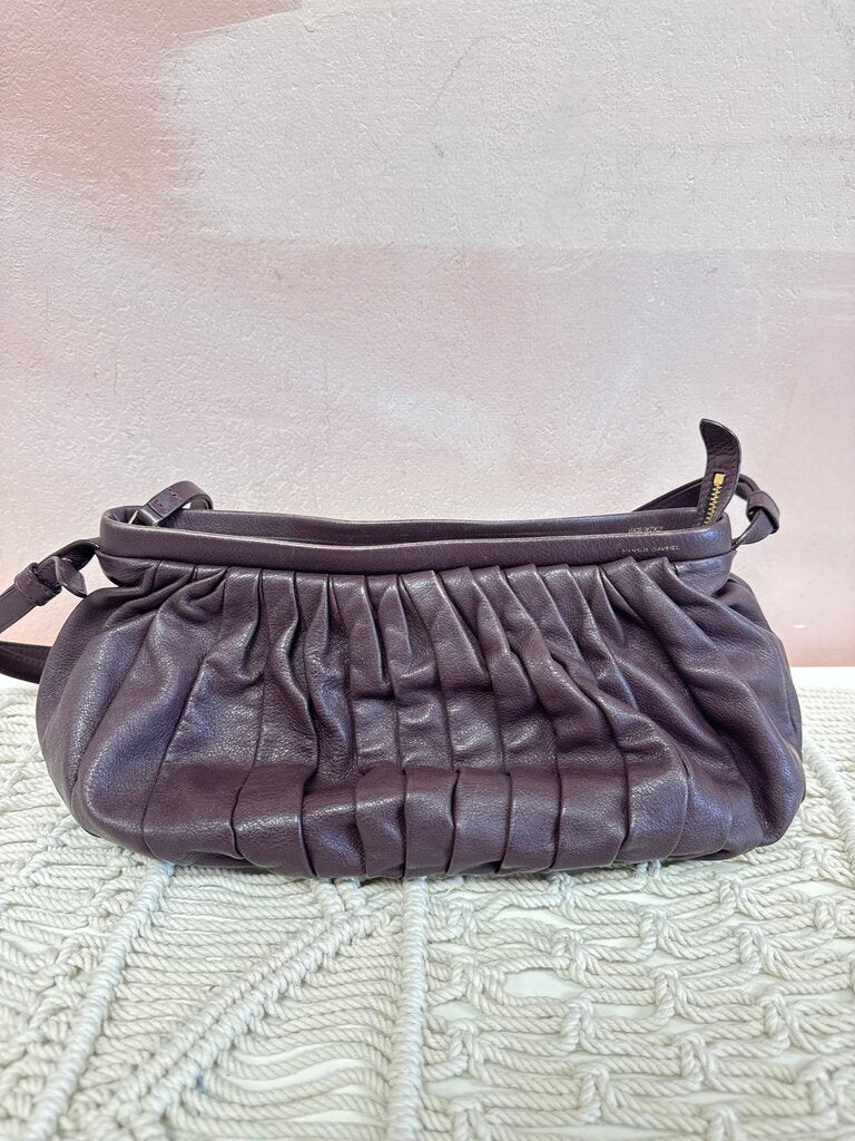 Mansur Graviel Maroon Pleated Shoudler Bag