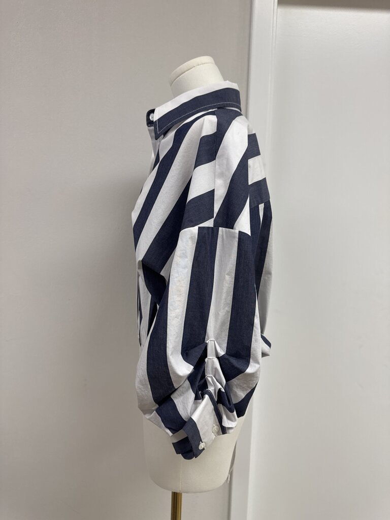 Staud Blue Striped Bodysuit