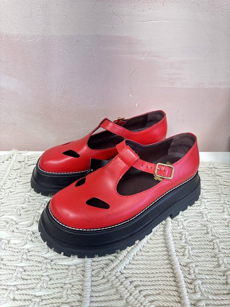 Burberry Red Platform Mary Jane