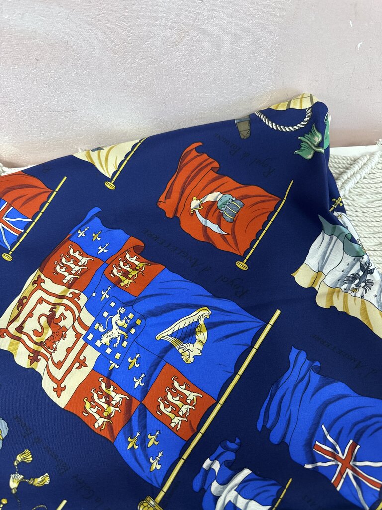 Hermes Navy Pavois Silk Scarf (As Is)