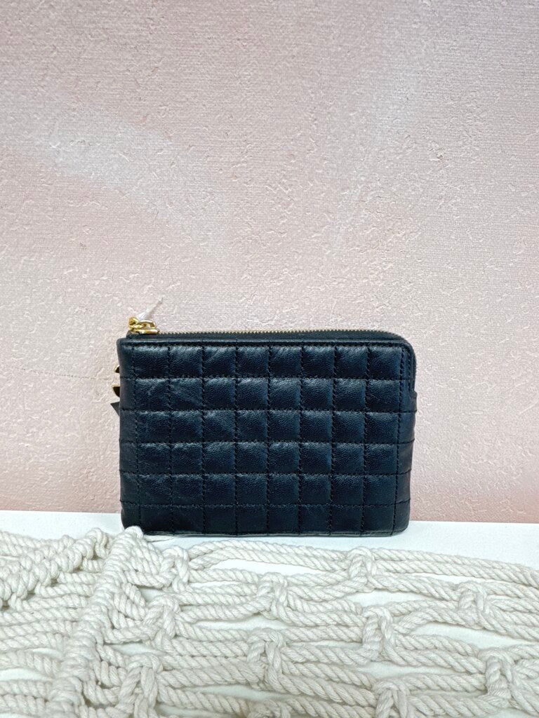 Celine Black Leather Quilted Coin Purse