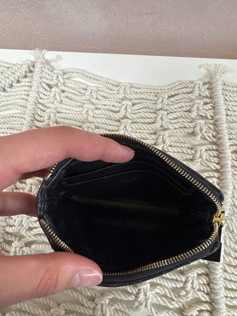 Celine Black Leather Quilted Coin Purse