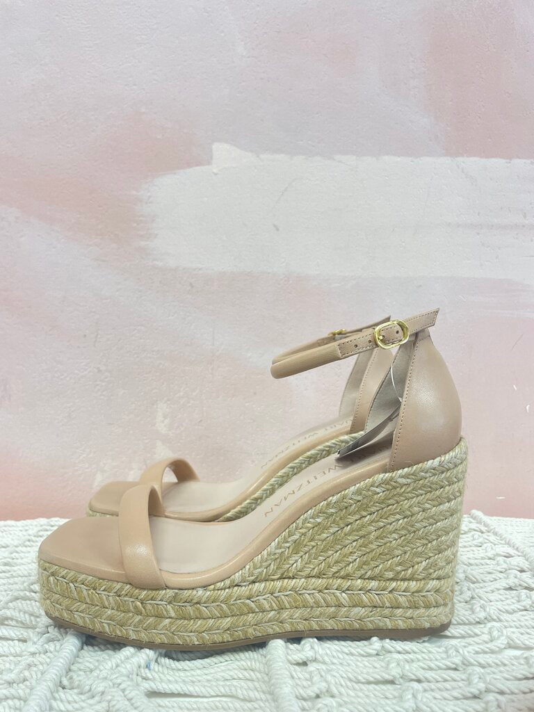 Stuart Weitzman Tan Espadrille Wedge Sandal