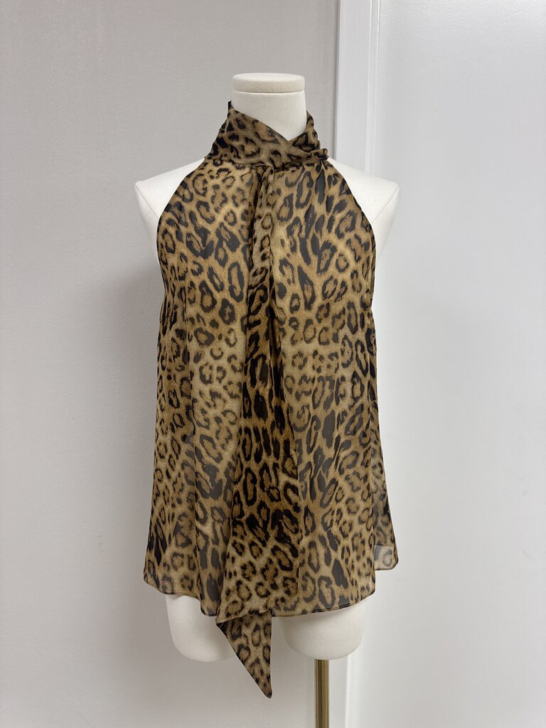 Nili Lotan Animal Print Sleeveless Blouse