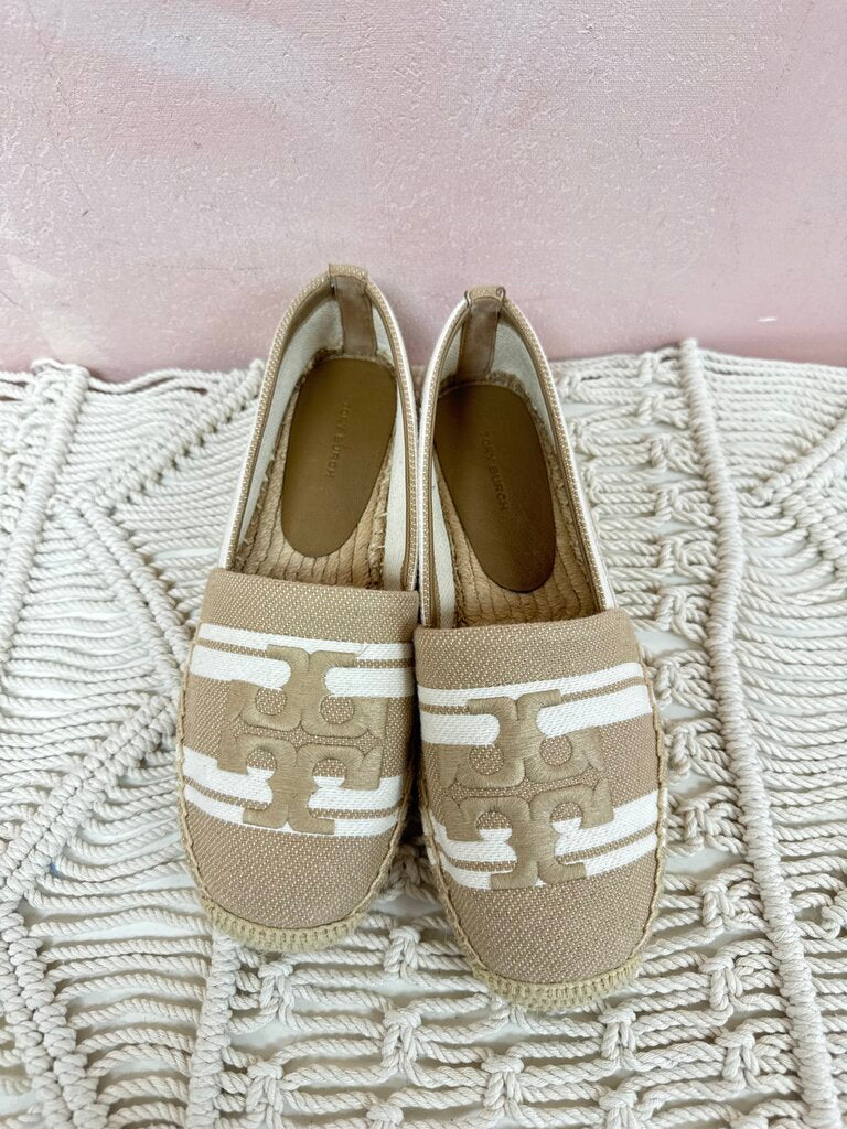 Tory Burch Tan Canvas Espadrilles