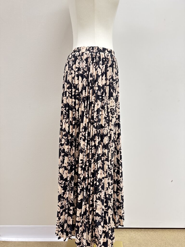 English Factory Black Floral Pleated Maxi Skirt NWT