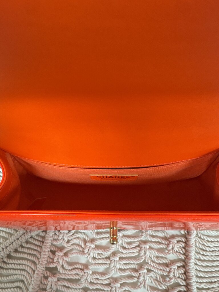 Chanel Orange Fluo Quilted Patent Medium Boy Bag '15-16