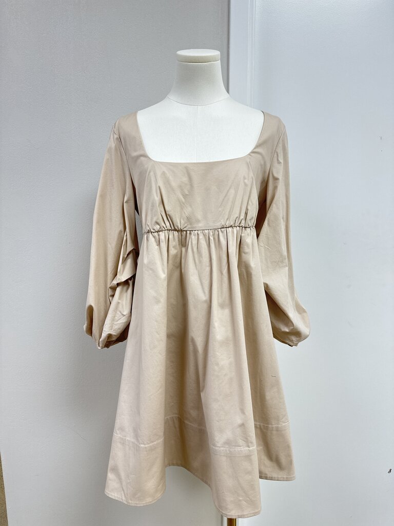 Staud Tan Puff Sleeve Mini Dress