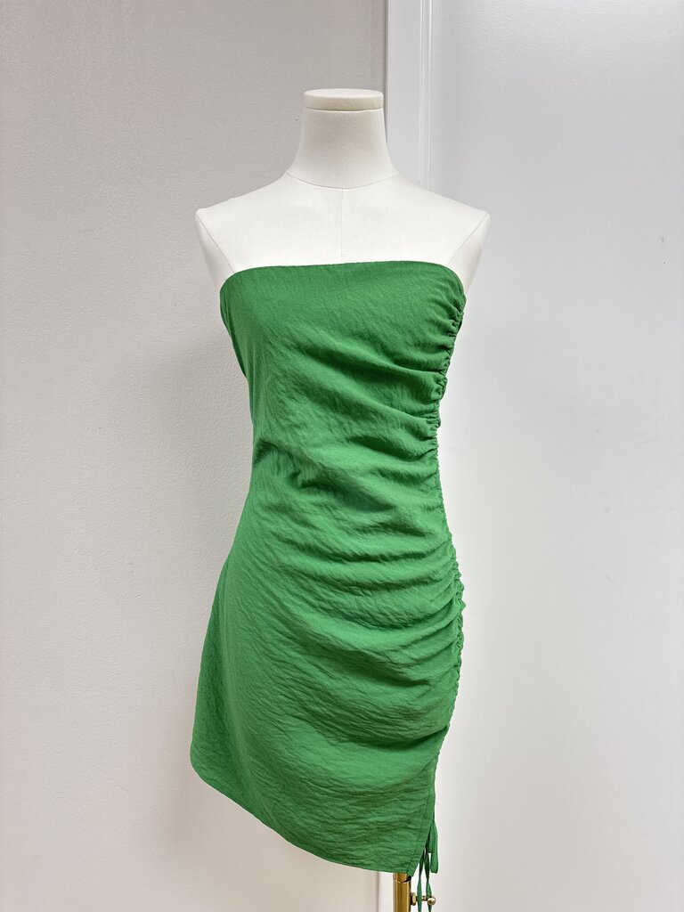 Sndys. Green Ruched Mini Dress NWT