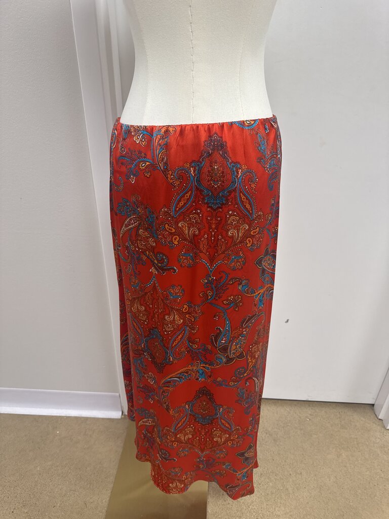 L'Agence Orange Paisley Wrap Skirt
