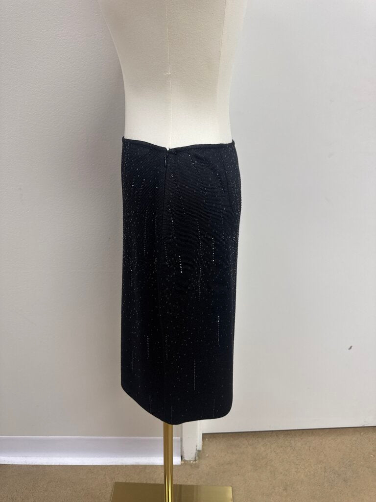 St John Black Beaded Knit Skirt