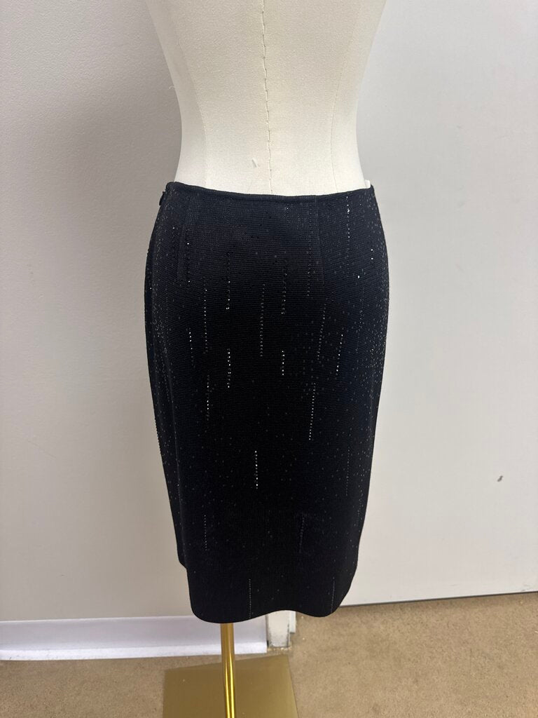 St John Black Beaded Knit Skirt