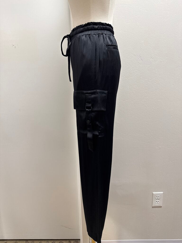 Donna Karan Black Satin Cargo Pant