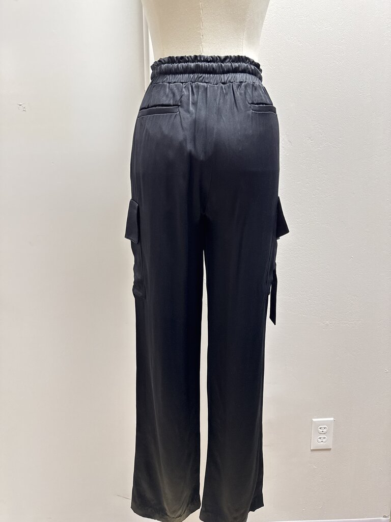 Donna Karan Black Satin Cargo Pant