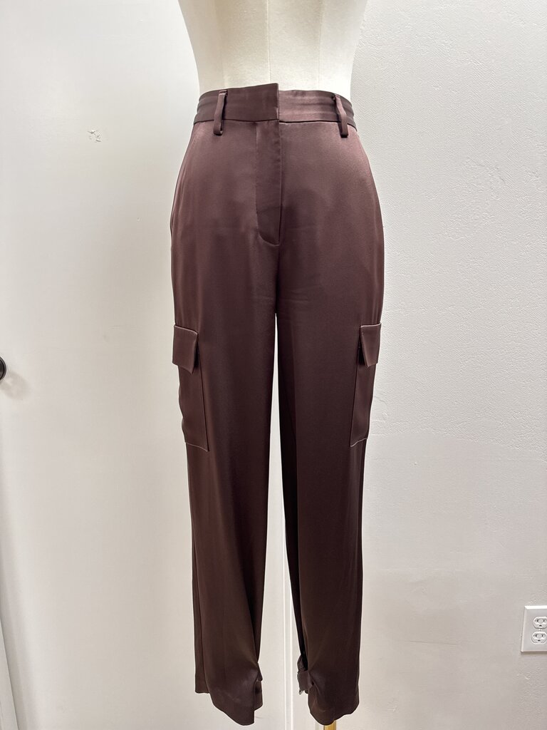 Babaton Brown Satin Cargo Pant