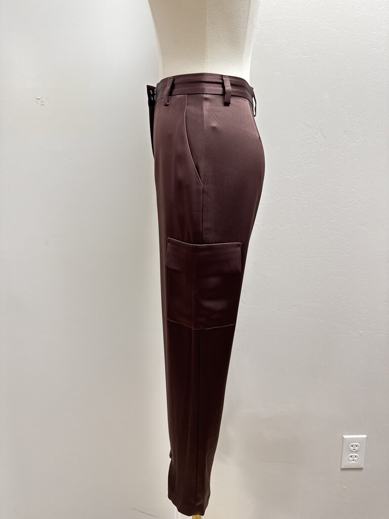 Babaton Brown Satin Cargo Pant
