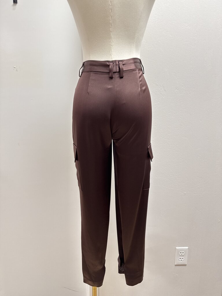 Babaton Brown Satin Cargo Pant