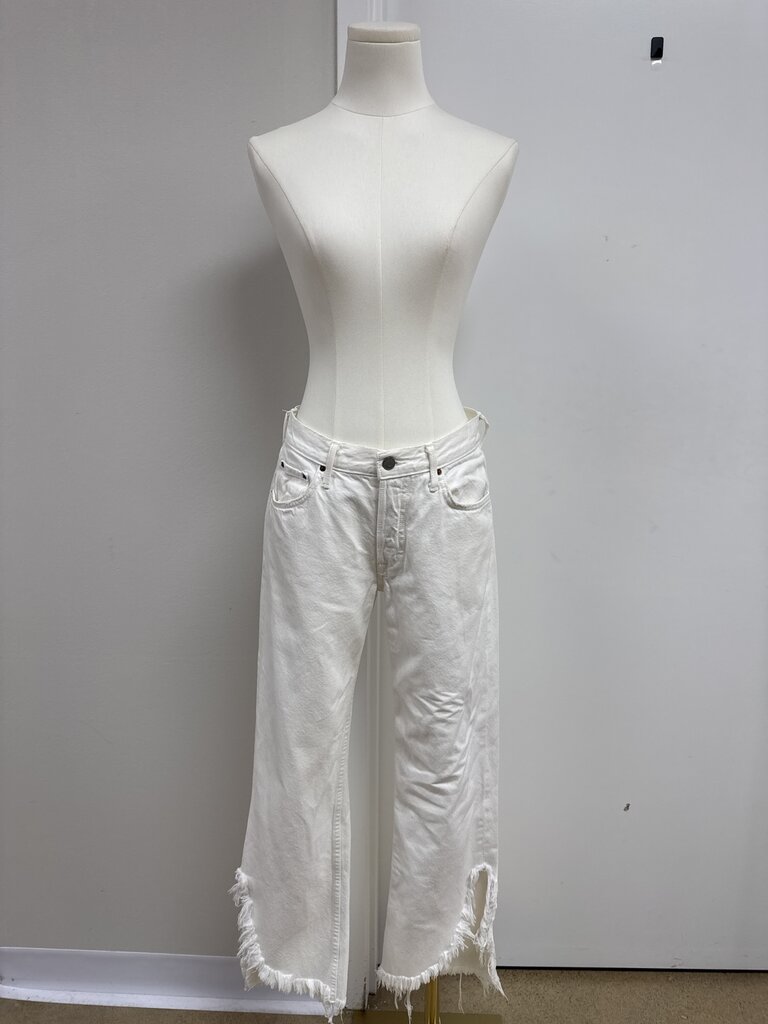 GRLFRND White Raw Hem Jean