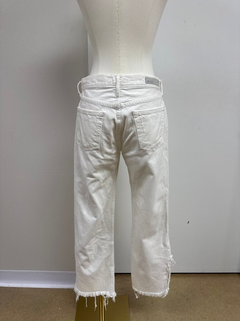 GRLFRND White Raw Hem Jean