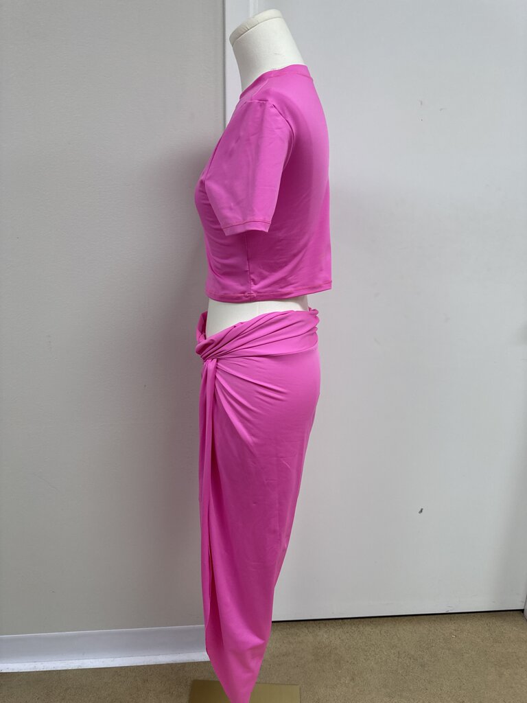 Skims Hot Pink Cropped Tee and Skirt NWT