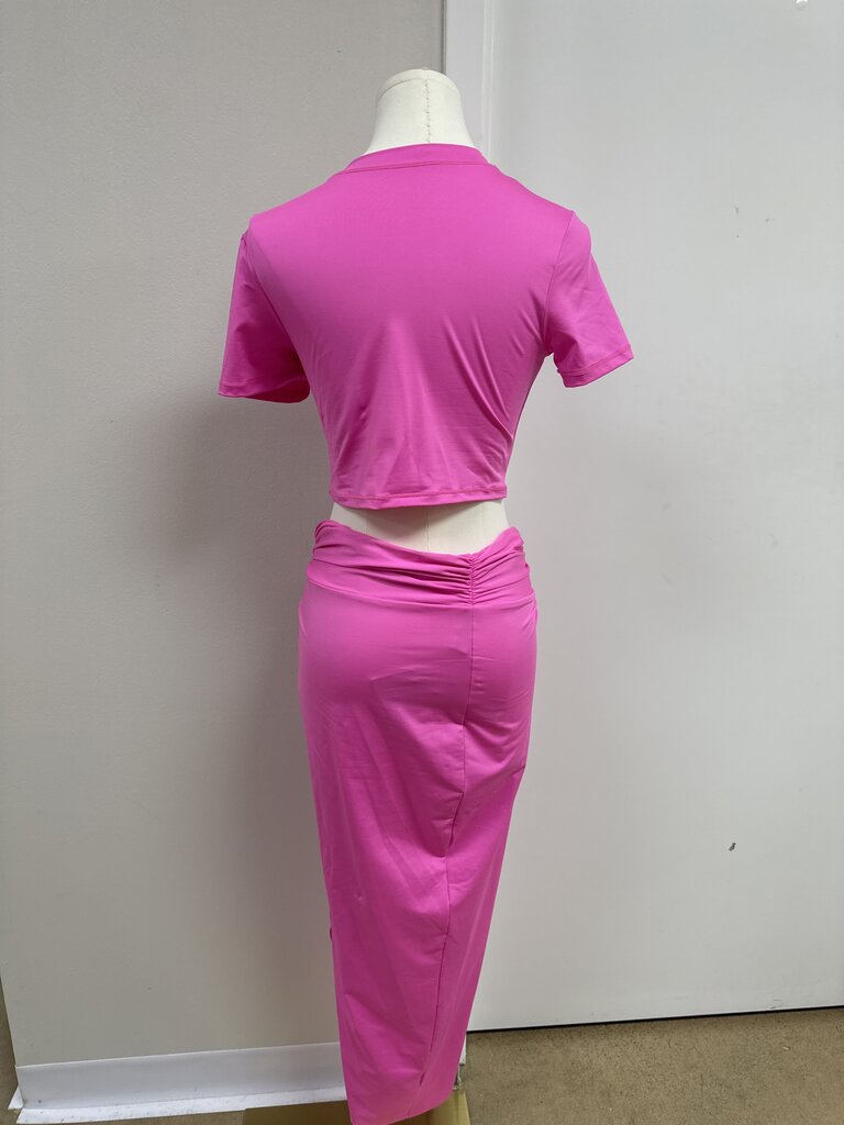 Skims Hot Pink Cropped Tee and Skirt NWT