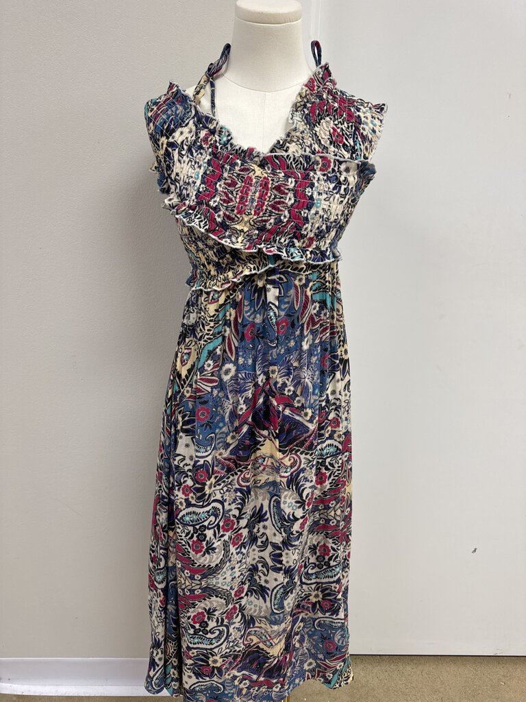 Anthropologie Blue Floral Criss Cross Maxi Dress NWT