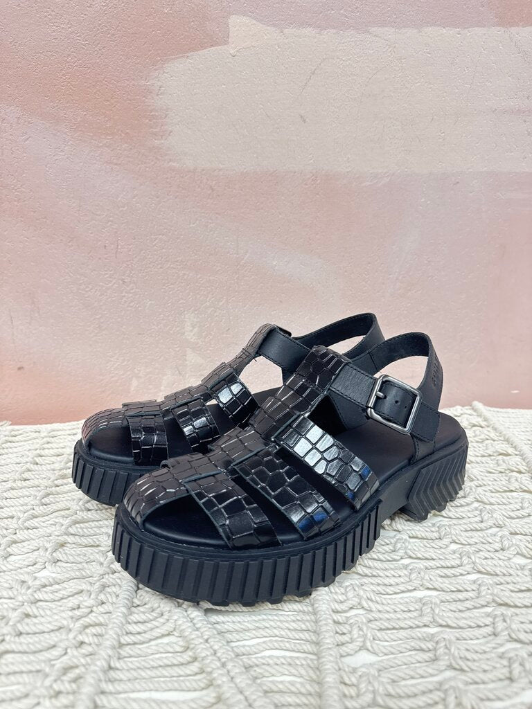 Sorel Black Embossed Lug Sole Sandal