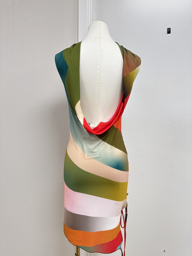 Siedres Rainbow Cowl Neck Dress NWT