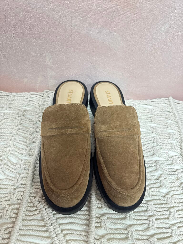 Stuart Weitzman Tan Suede Mule Loafer