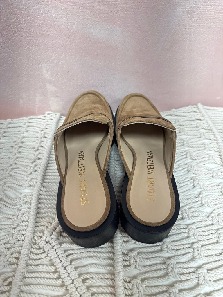 Stuart Weitzman Tan Suede Mule Loafer