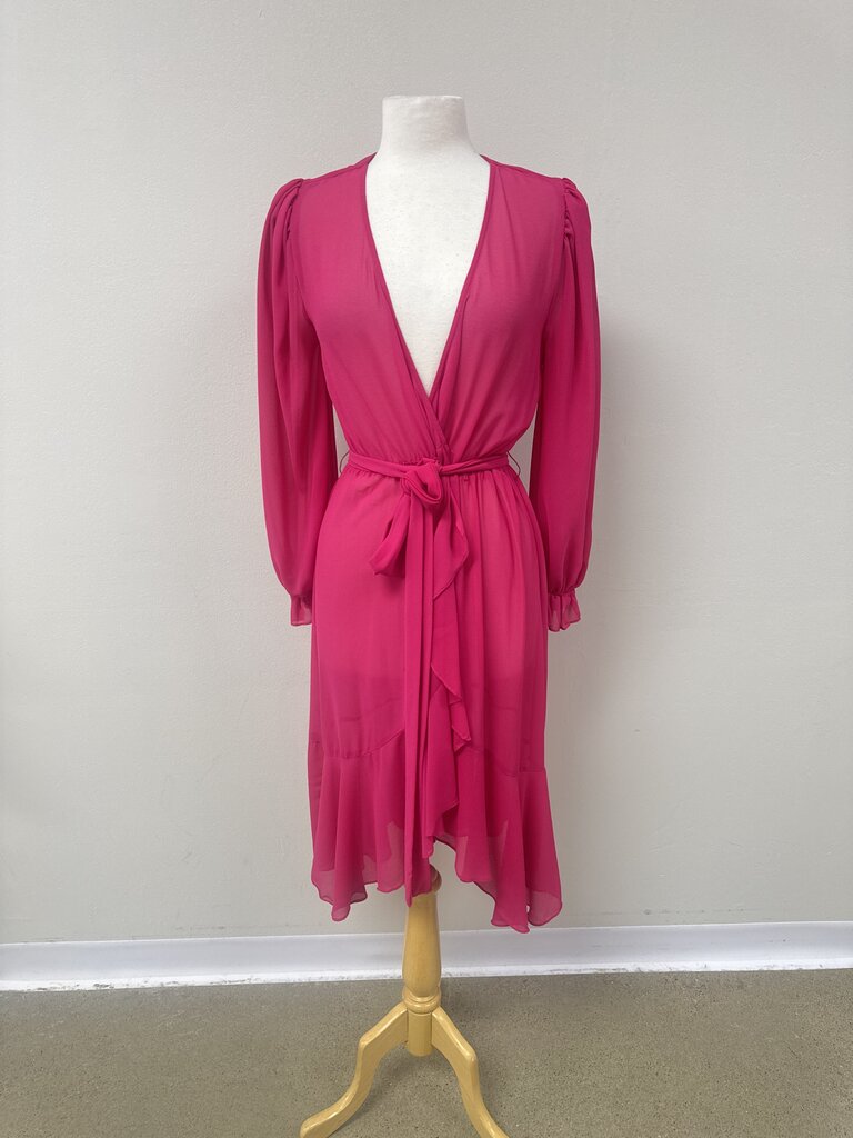 LPA Fuchsia Sheer Wrap Dress