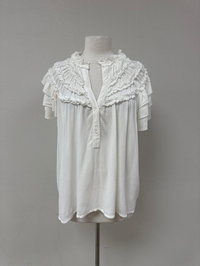 Maeve White Ruffle Top