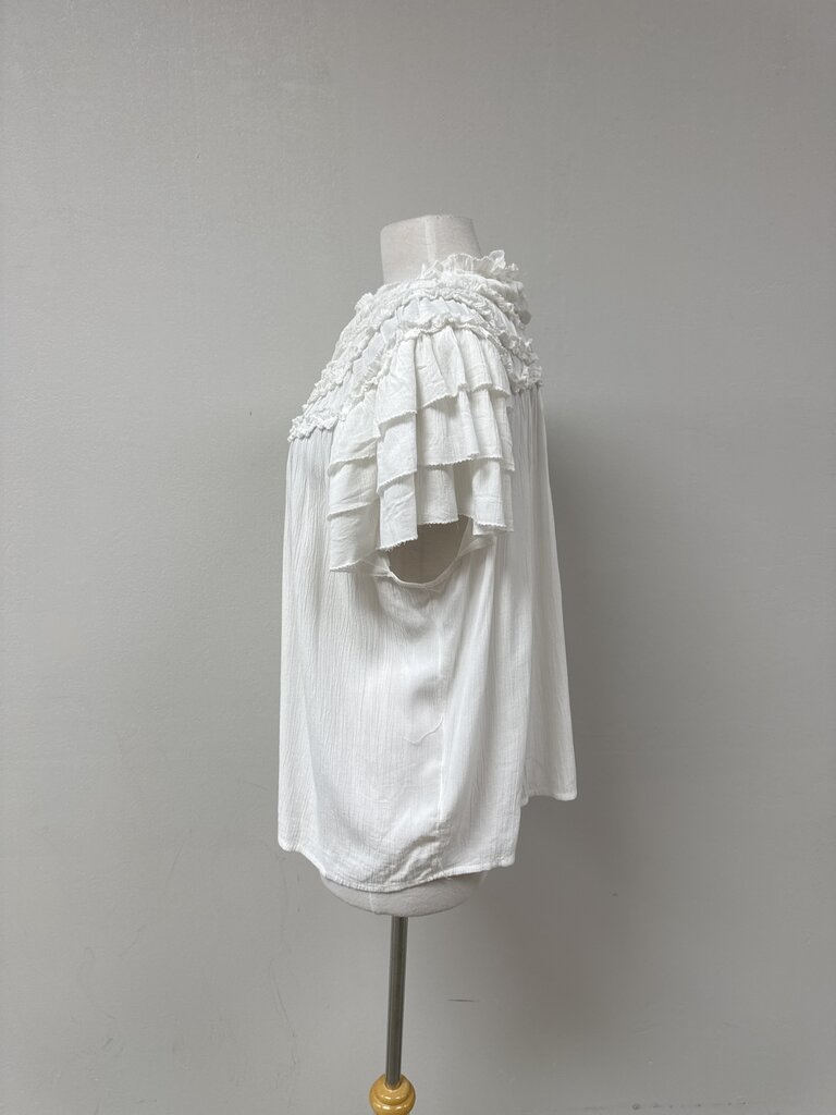 Maeve White Ruffle Top