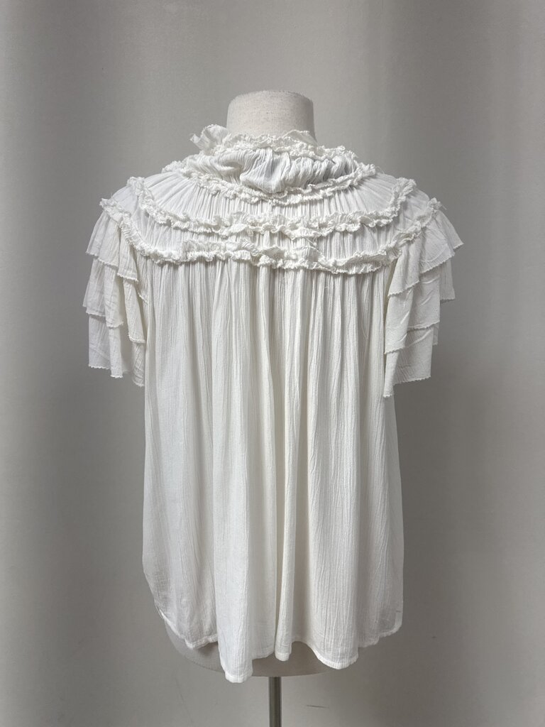 Maeve White Ruffle Top
