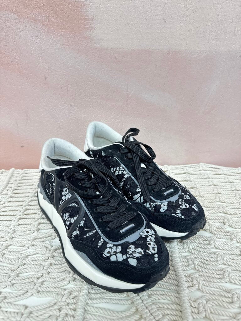 Valentino Black Lace Trainer Sneakers