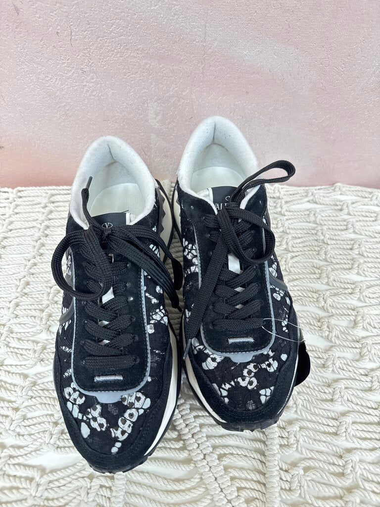 Valentino Black Lace Trainer Sneakers