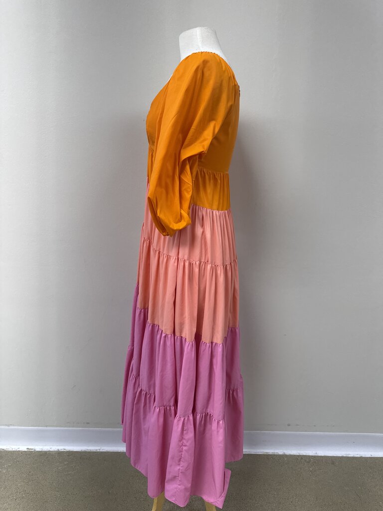 Staud Orange Colorblock Maxi Dress NWT