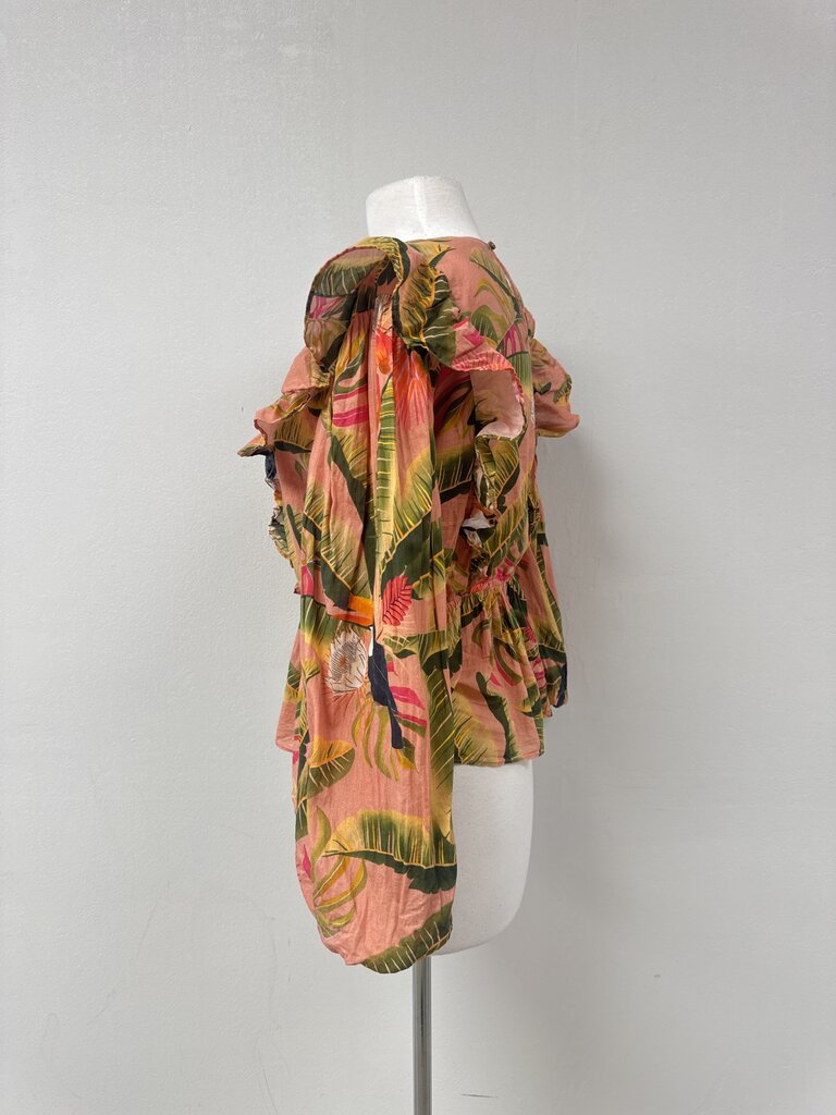 Farm Rio Pink Palm Blouse