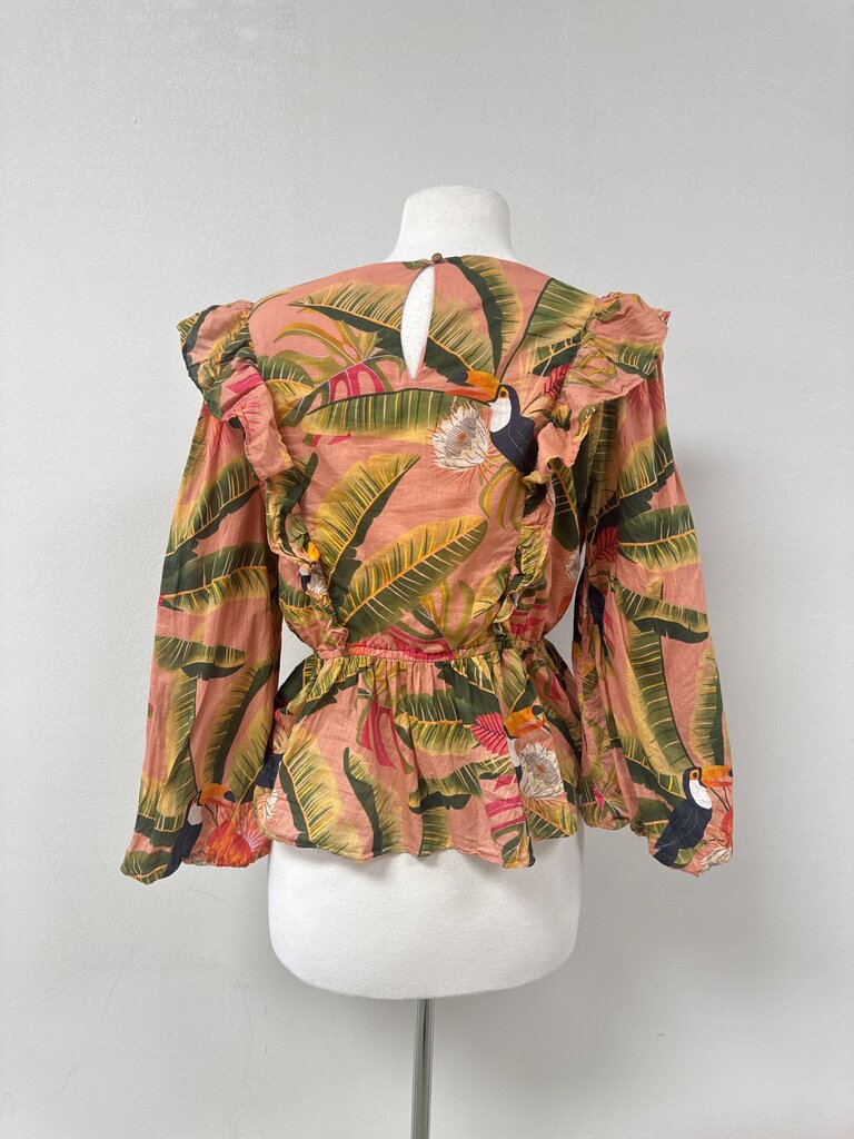 Farm Rio Pink Palm Blouse