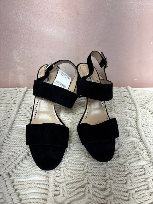 Manolo Black Suede Block Heel Sandal