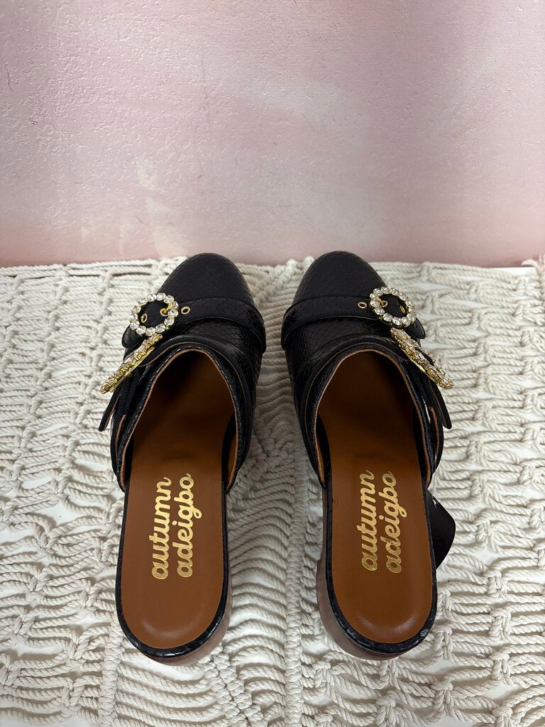 Autumn Adeigbo Black Embossed Clog NWT