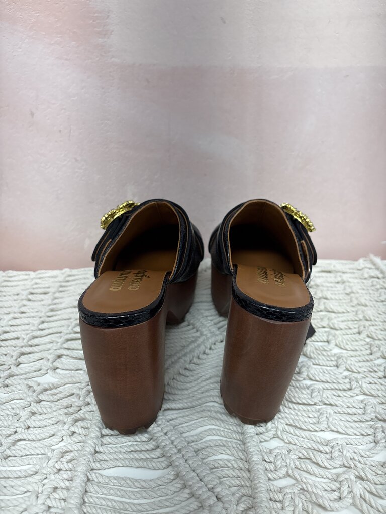 Autumn Adeigbo Black Embossed Clog NWT