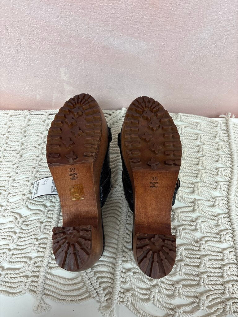 Autumn Adeigbo Black Embossed Clog NWT