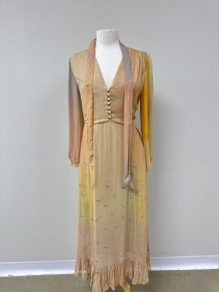 Blank Blush Metallic Ombre Maxi Dress NWT