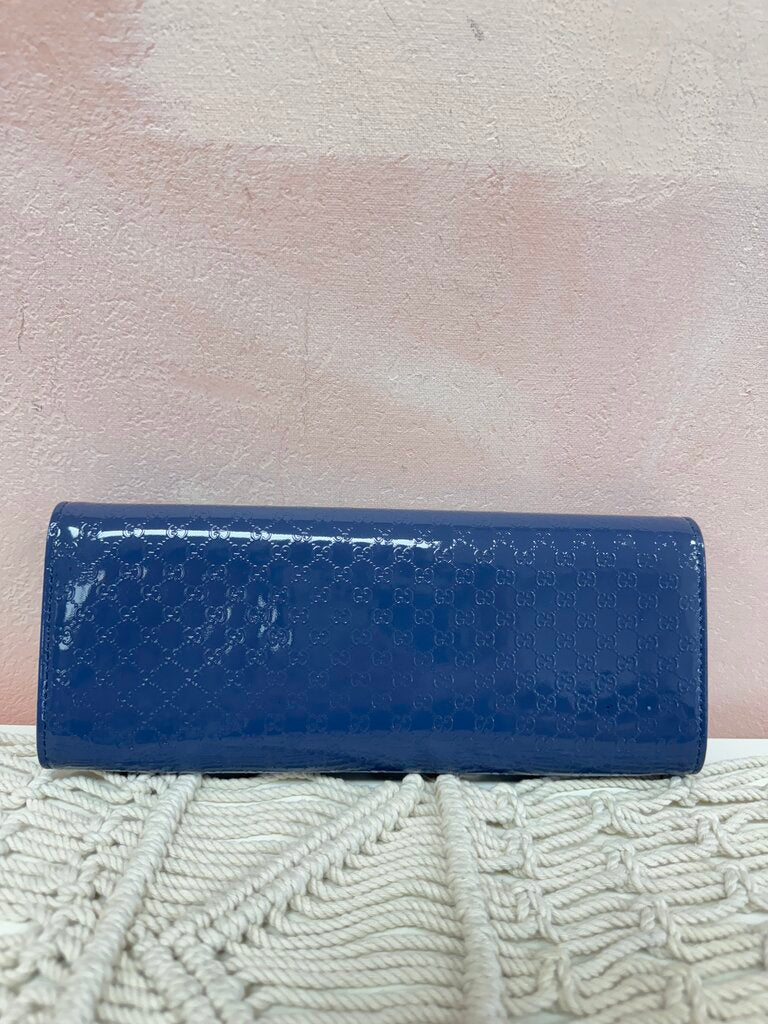 Gucci Slate Blue Micro Guccissima Broadway Clutch