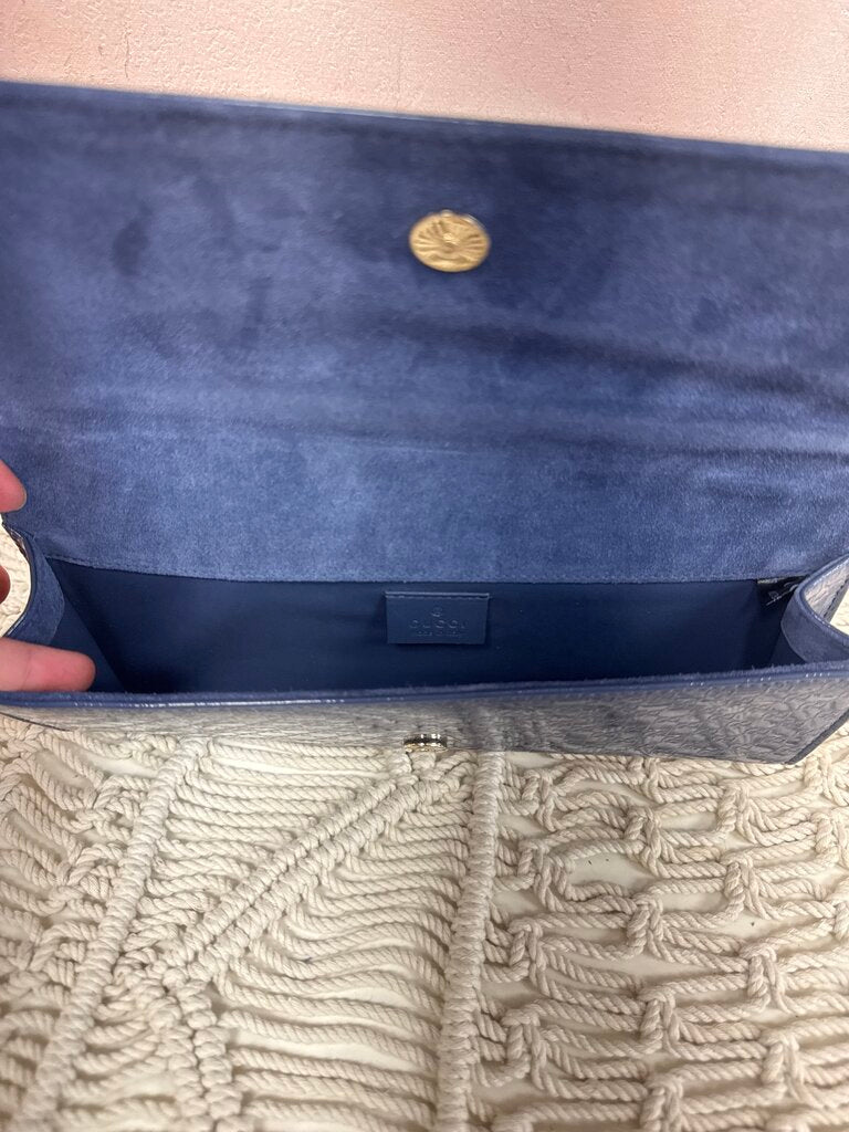Gucci Slate Blue Micro Guccissima Broadway Clutch