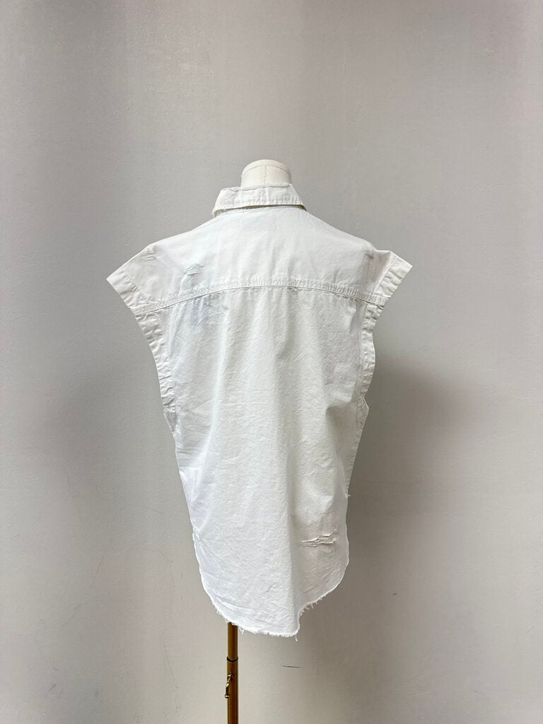 One Teaspoon Distressed Sleeveless Button Up