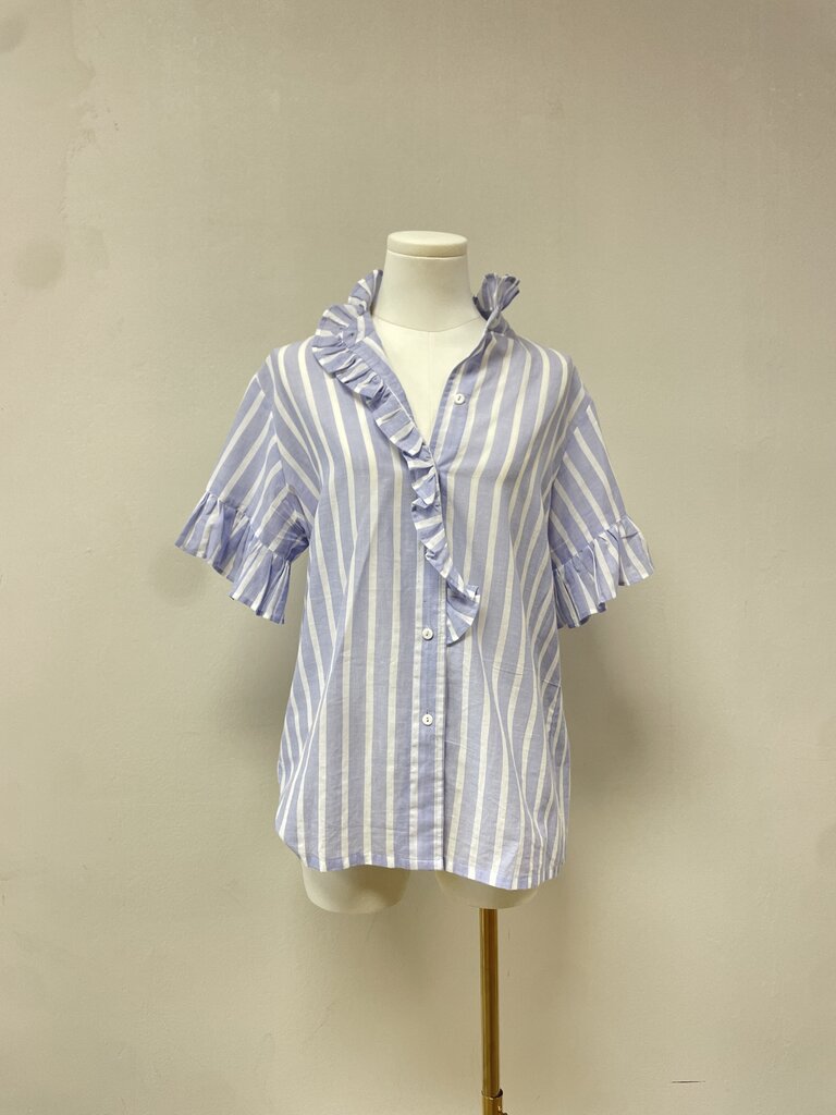 Mille Pinstriped Short Sleeve Blouse