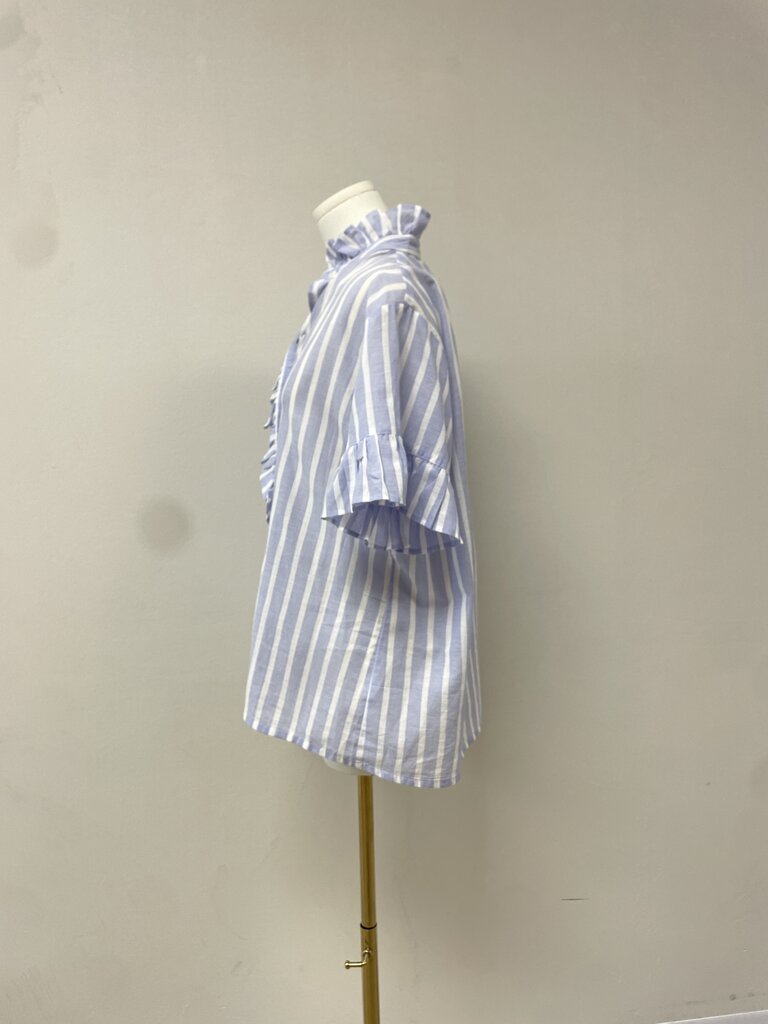 Mille Pinstriped Short Sleeve Blouse