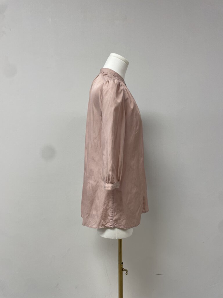Burberry Brit Gathered Shoulder Crop Sleeve Button Up
